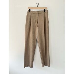 Aritzia Wilfred Effortless Pant High Rise Pleated Wide Leg Trousers Taupe Tan 12